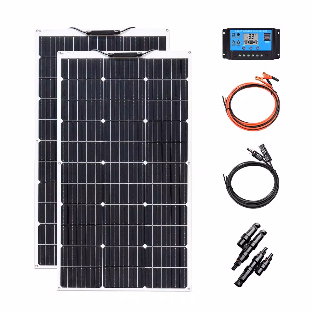 Pannello solare flessibile 200W, alta efficienza fino al 23%, design leggero, set da 12V 200W