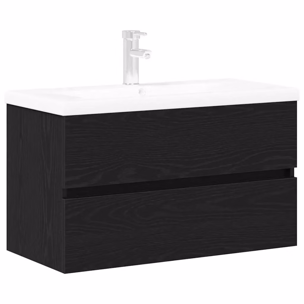 Armadio per lavabo da bagno sospeso vidaXL nero opaco L: 80 cm, P: 39 cm, H: 62 cm – 2