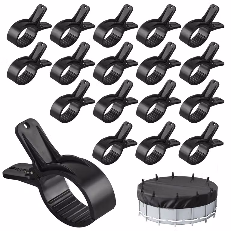 Elzusha - Set di 18 robuste clip per coperture di piscine