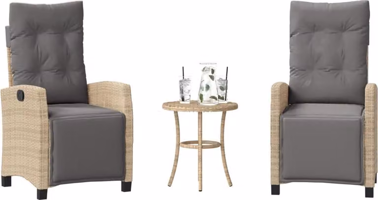 Maison Exclusive - Set da bistrot 3 pezzi con cuscini in polirattan misto beige