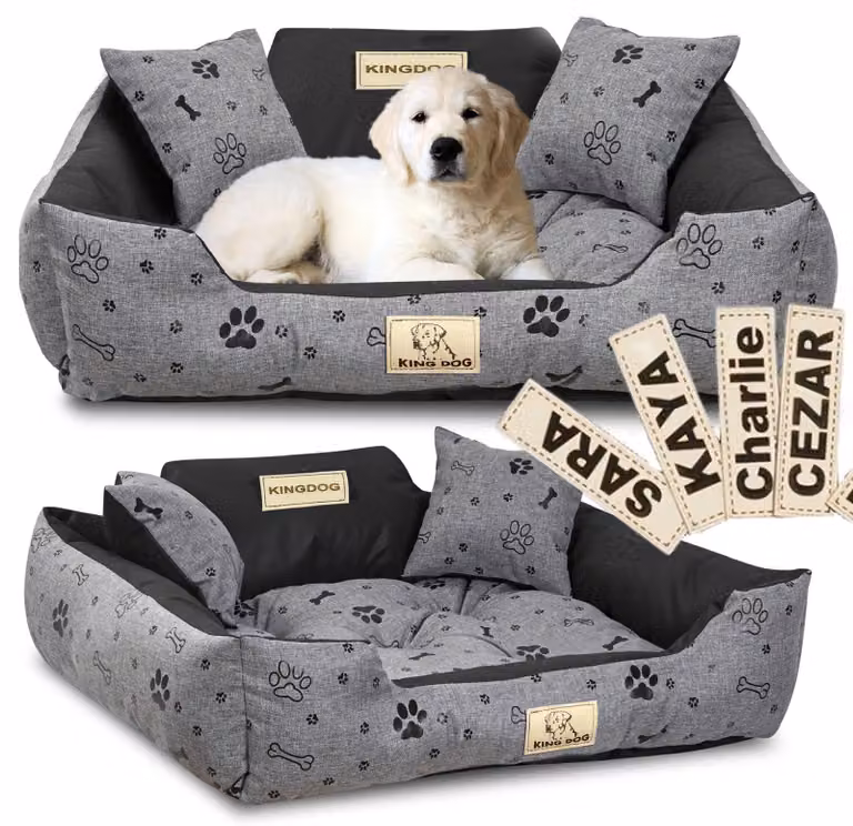 Cuccia per cani KINGDOG 75x65 cm personalizzata impermeabile osso nero