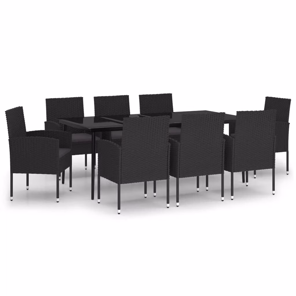 Set da Pranzo da Giardino 9 pz Nero