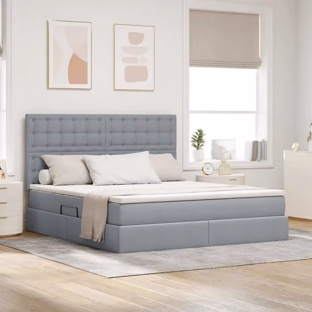 Letto con contenitore LED e materasso Grigio Chiaro 3372558