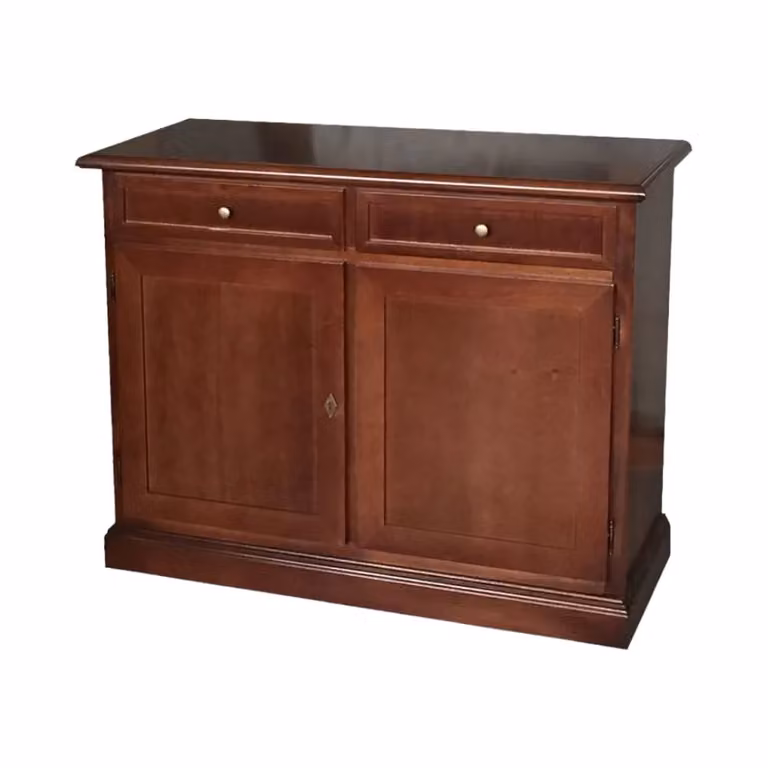 Madia credenza in legno stile arte povera con 2 ante color noce Mobili 2G L: 105 cm, P: 42 cm, H: 85 cm