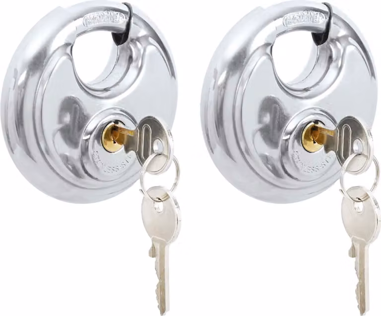Lucchetti Discus con Chiavi 2 pcs Argento 9 x 2,8 x 9 cm