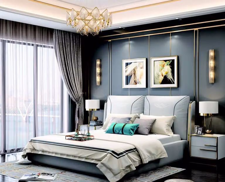 Polsterbett Doppelbett Designer Bett Ehebett Schlafzimmer Lederbett Betten
