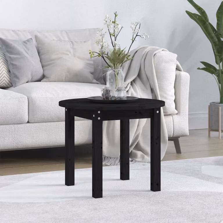 vidaXL Tavolino nero Ø 55x45 cm in pino massiccio - Tavolino - Tavoli da caffè - Tavolino - Tavolo da divano