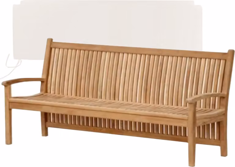 Teakholz Bank Pescara 180cm Massivholz Wetterfest + Sitzkissen Creme