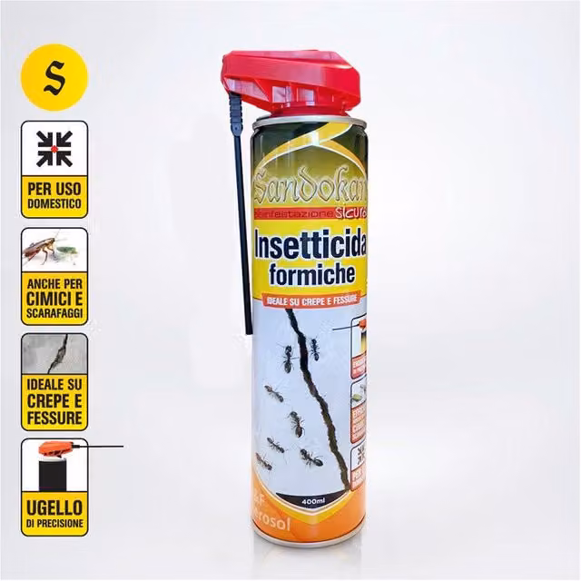 Insetticida Sandokan per formiche e insetti striscianti, confezione da 12 pezzi, 400 ml ciascuno