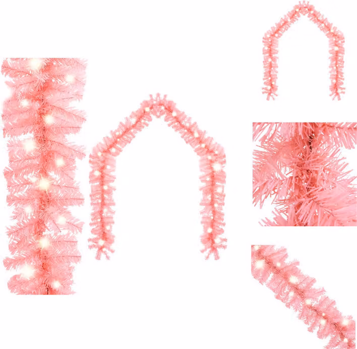 vidaXL Ghirlanda di Natale con LED 5 m rosa - Luci di Natale