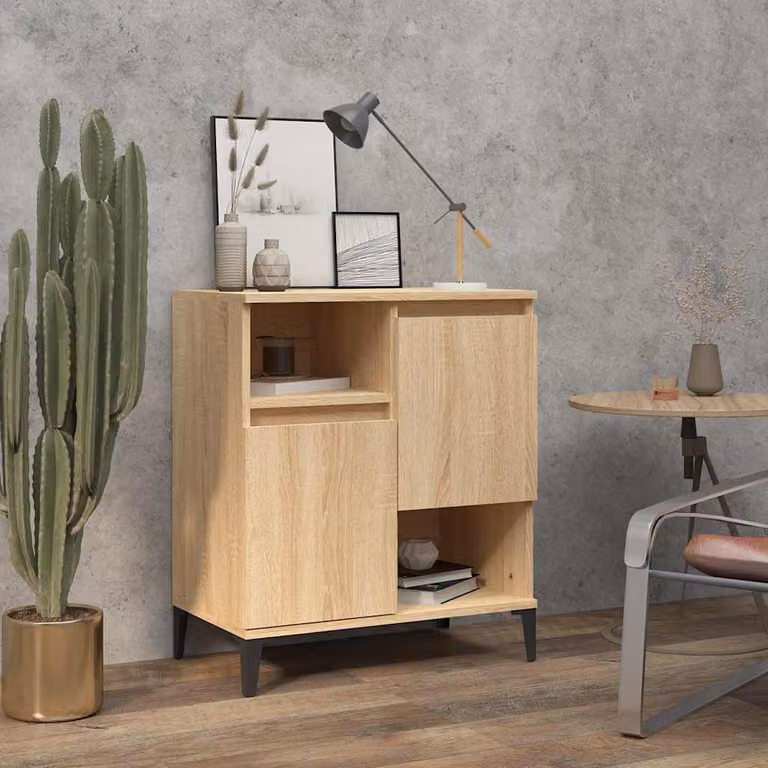 Credenza vidaXL in Legno Multistrato Rovere Sonoma, Colore Marrone e Beige, L 60 cm x P 35 cm x H 70 cm