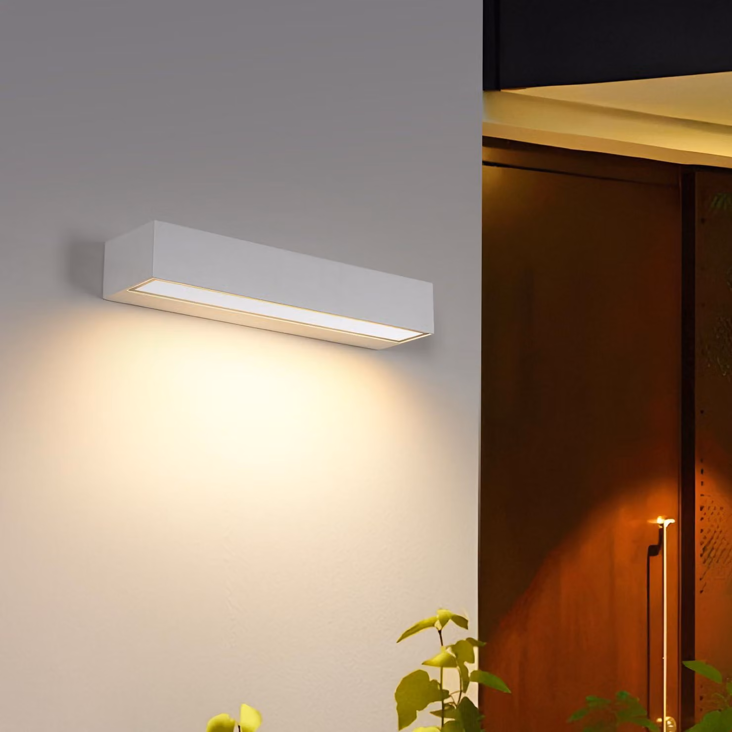Lampada da parete a LED, grado di protezione IP65, 16W, 3000K, luce calda, per uso esterno, colore bianco
