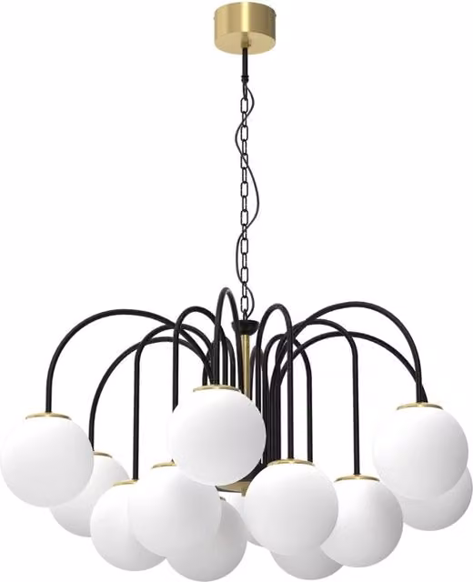 Lampadario Cambridge glamour oro/nero 12 sfere E14 Luminex