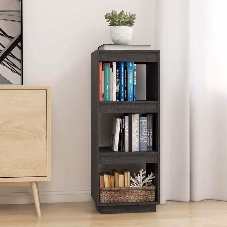 Libreria/Divisorio vidaXL in Legno Massello di Pino Grigio L: 40 cm, P: 35 cm, H: 103 cm