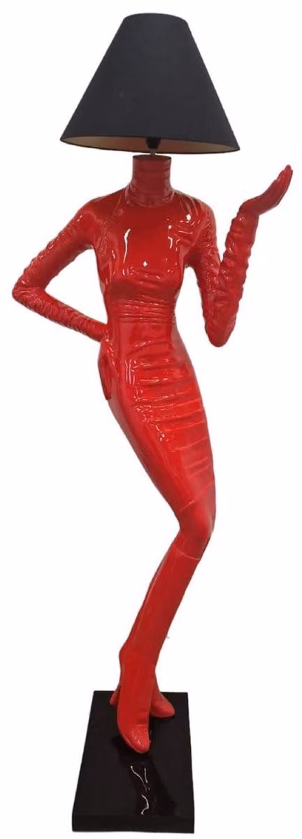 Casa Padrino lampada da terra lady rosso / nero h. 187 cm - Lampada da terra di design con paralume - Lampade da terra - Luci - Interni