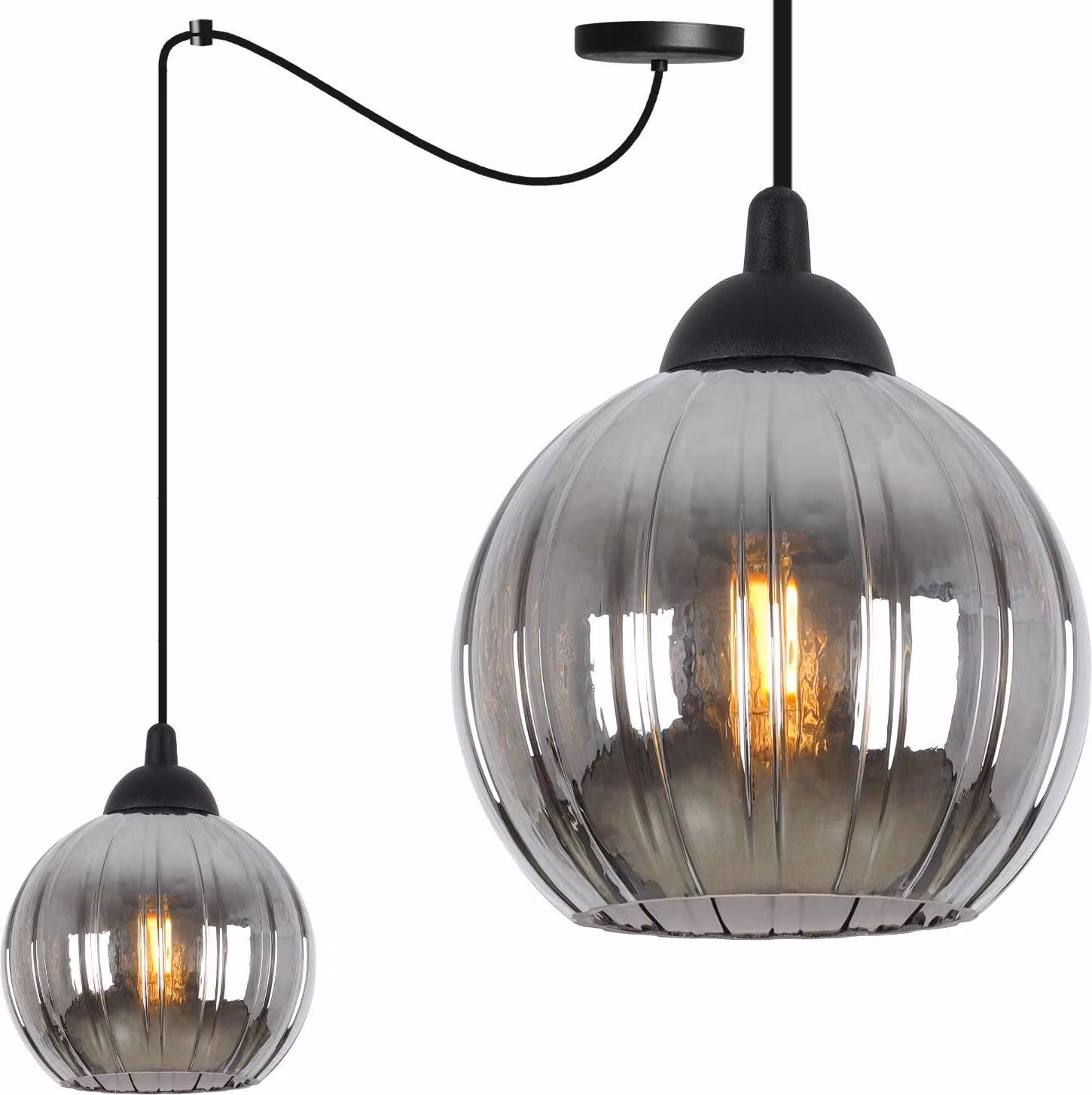 Costa Lampada a sospensione Spider nera – Lampada a sospensione a 1 luce con sfera color grafite E27
