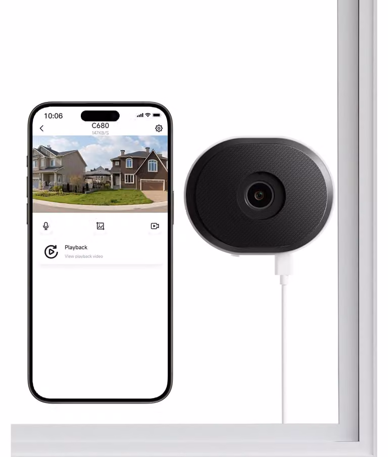 Telecamera per interni WiFi - 3 MP - Visione notturna a colori - 2K HD - Installazione con adesivo
