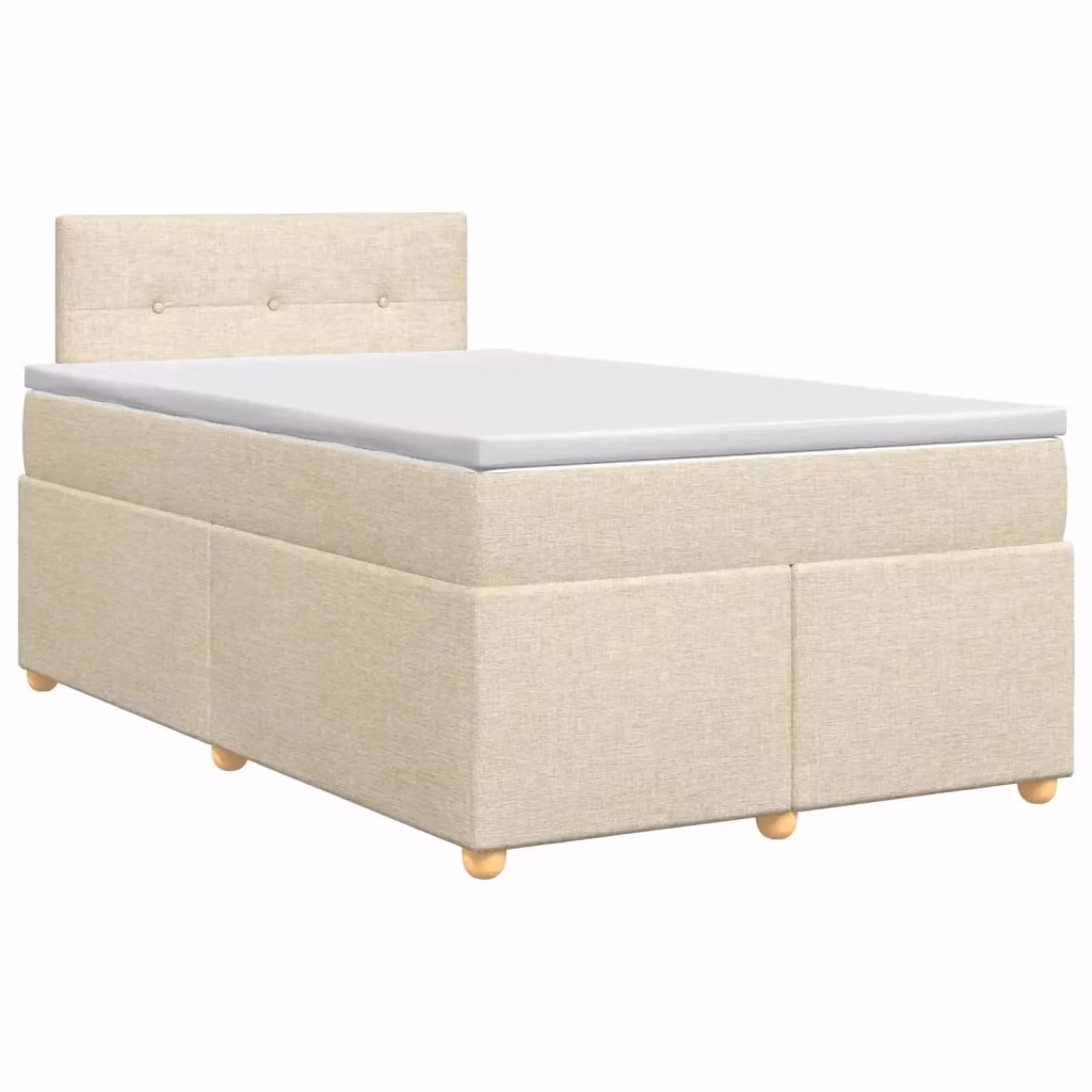 Letto box spring con materasso ibrido vidaXL in tessuto beige e bianco L/P/H: 200 x 120 x 88 cm – 2