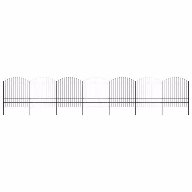 Recinzione da giardino vidaXL con punta a lancia in acciaio nero L: 1172 cm, H: 200 cm