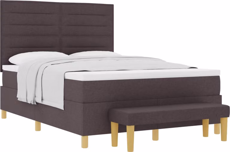 Letto a molle con materasso marrone scuro 160 x 200 cm in tessuto