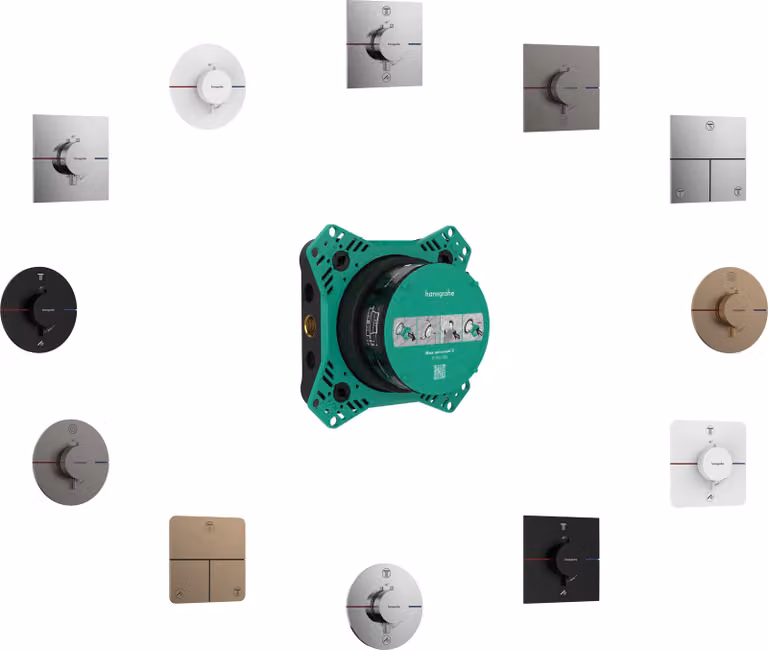 hansgrohe ShowerSelect Comfort E thermostat, encastré, 2 consommateurs, rosace carrée, 15572340, 15572340