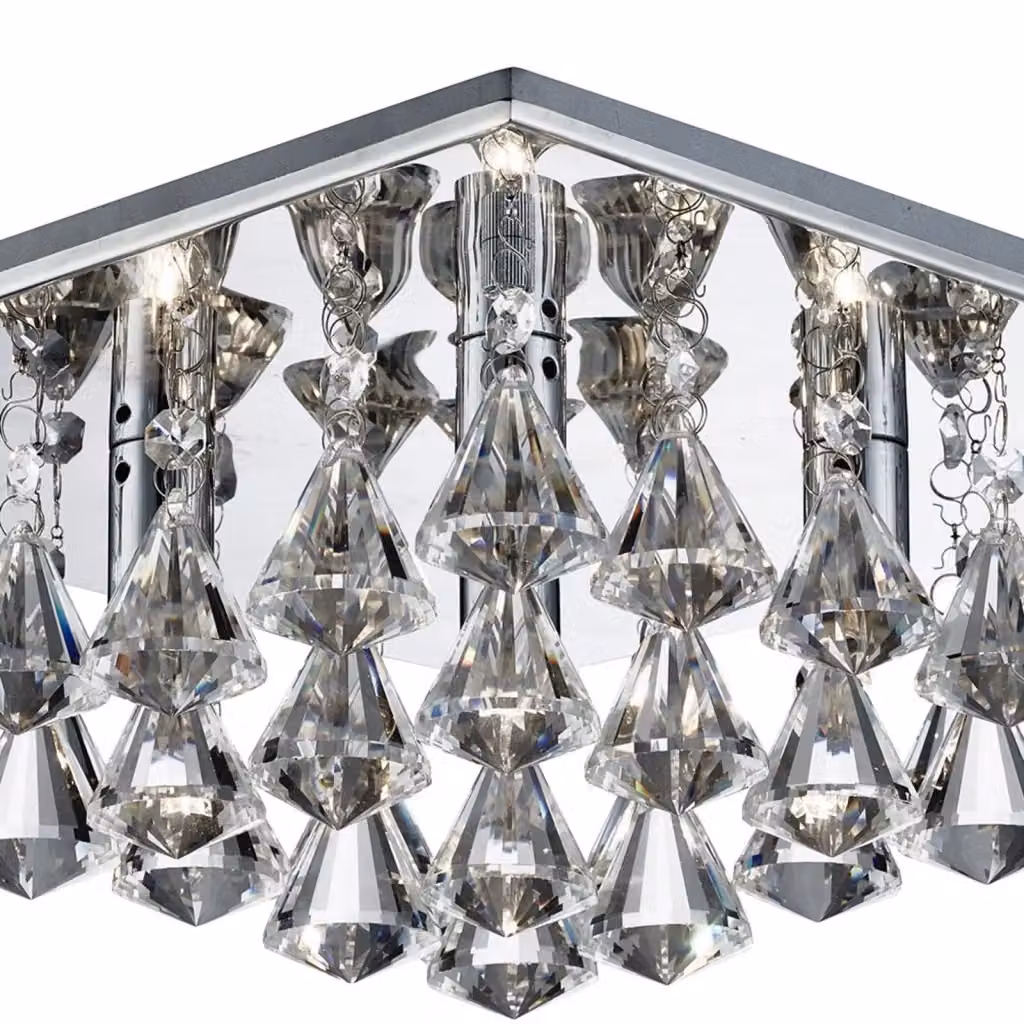 Plafoniera Moderna Hanna Searchlight in Alluminio Cromo e Vetro Trasparente con 4 Luci G9 – 2