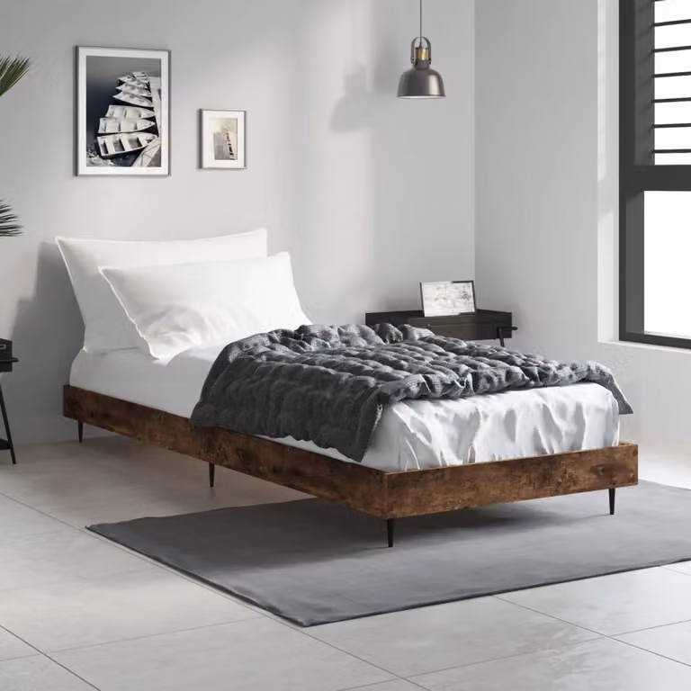Giroletto senza materasso vidaXL in Rovere Fumo, L 75 cm x P 190 cm, in truciolato e metallo