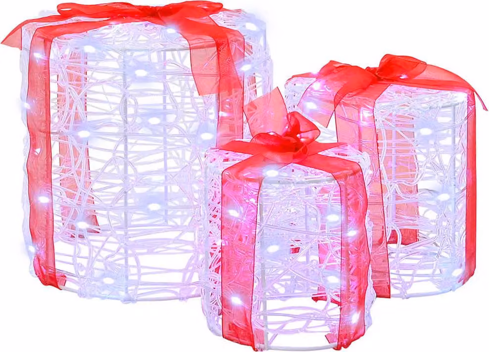 Decorazione Scatola Regalo 3 pcs Bianco freddo 20 x 20 x 21 cm