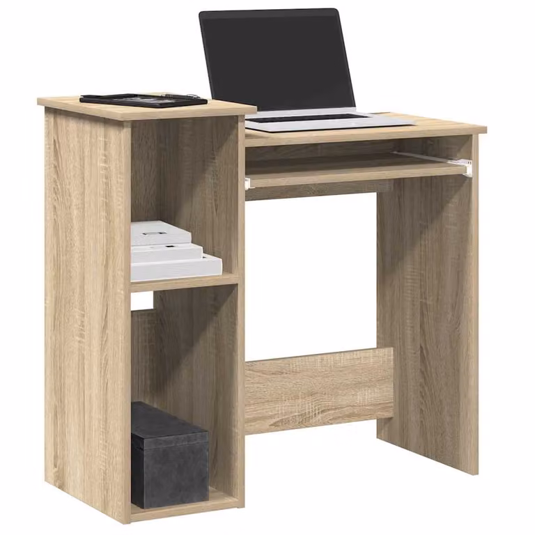 Scrivania con ripiani vidaXL in legno e MDF, colore Rovere Sonoma, L: 84 cm, P: 40 cm, H: 78 cm