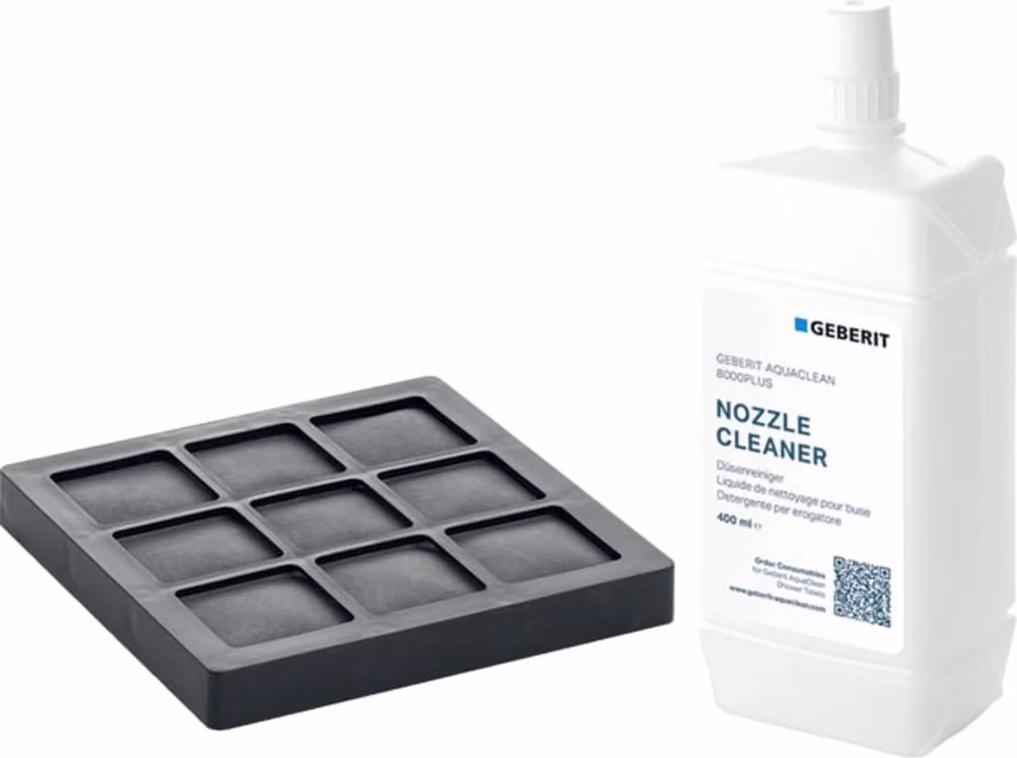 Detergente per ugelli Geberit e filtro a carboni attivi per AqC 8000plus, set, 1 pz.