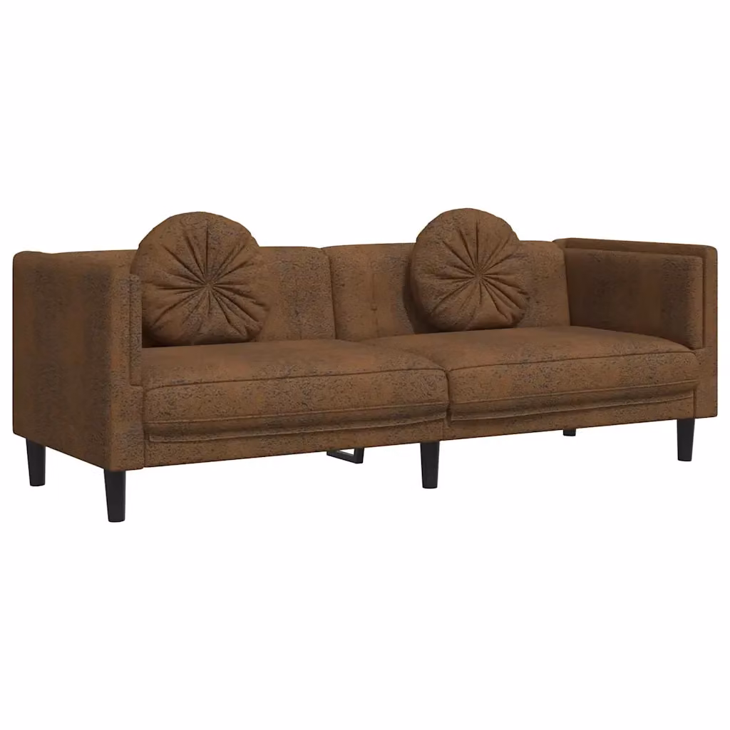 Divano a 3 posti moderno vidaXL in similpelle marrone con cuscini inclusi L: 194 cm, P: 77 cm, H: 70 cm – 2