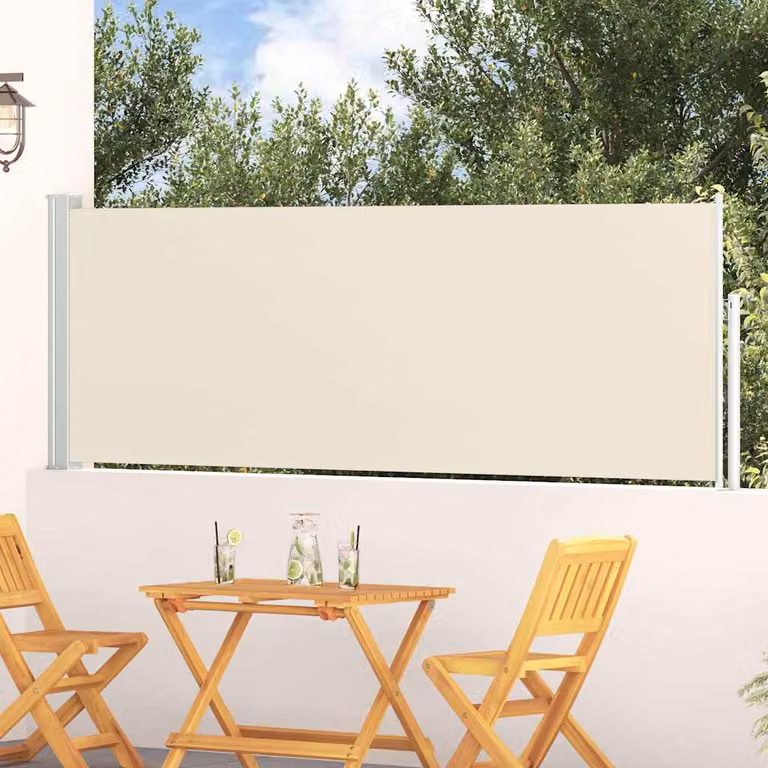 Tenda Laterale Retrattile per Patio vidaXL in Poliestere e Acciaio, L: 100 cm, H: 314 cm, Colore Beige