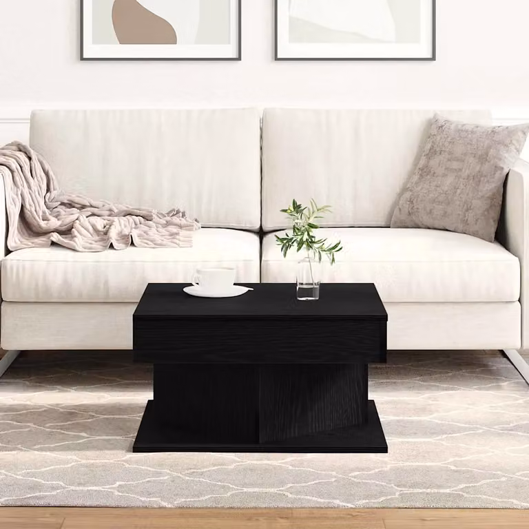 vidaXL Tavolino da salotto moderno in rovere nero, L/P/H: 57 x 57 x 30 cm