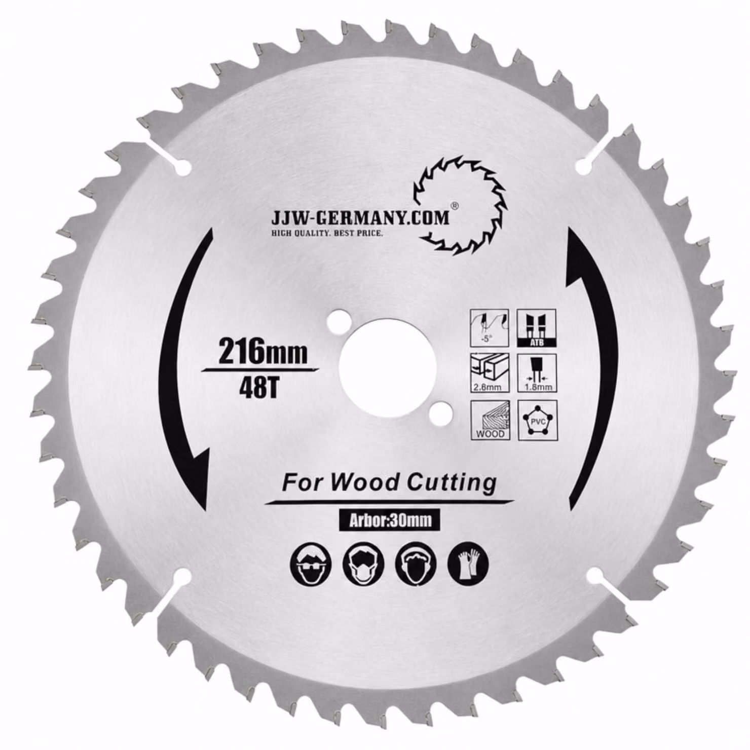 Disco circolare HM da taglio angolare, 216 x 30 mm, con 48 denti, per seghe a troncatrice