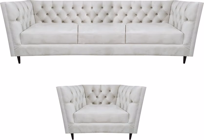 Weiß Sofa Dreisitze Couch Design Leder Sessel Polstermöbel Chesterfield