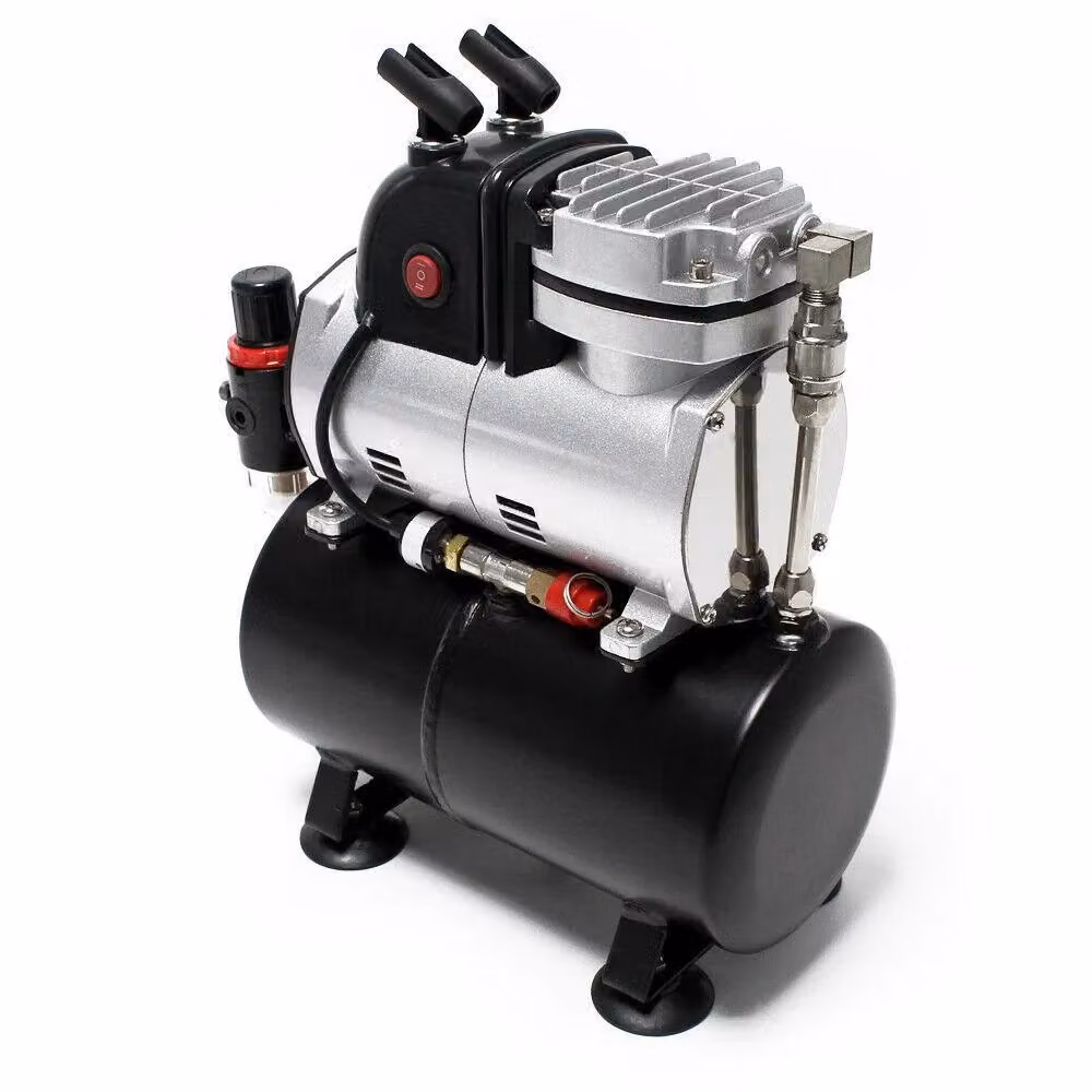 Compressore per aerografo con serbatoio, regolatore e separatore d'acqua nero – 2