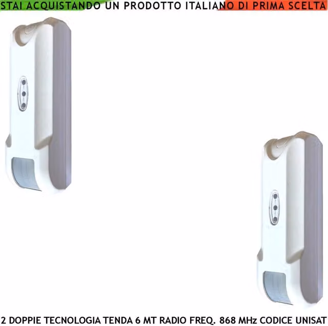 Set di 2 Sensori di Movimento per Balcone Securvera a Doppia Tecnologia, Bianco, Copertura Frontale 6 m, Profondità 1,8 m, Frequenza Radio 868 MHz, Bidirezionale con Codifica UNISAT