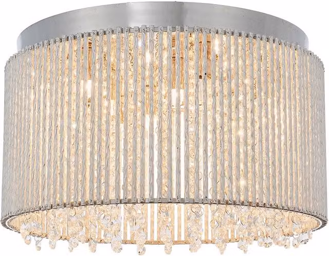 Plafoniera glamour cromo cristallo tonda 10xG9 Endon Galina