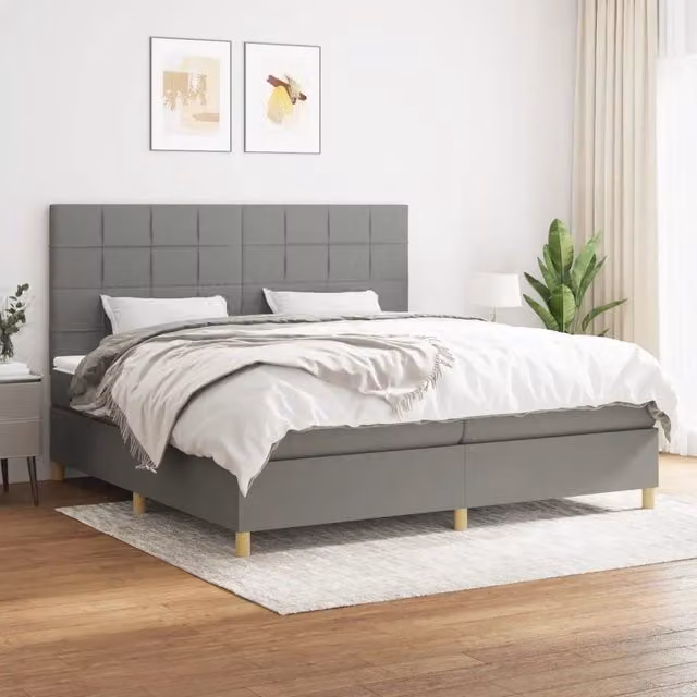 Letto Ibrido con Giroletto a Molle e Materasso vidaXL Grigio e Bianco L/P/H: 200 x 200 x 28 cm