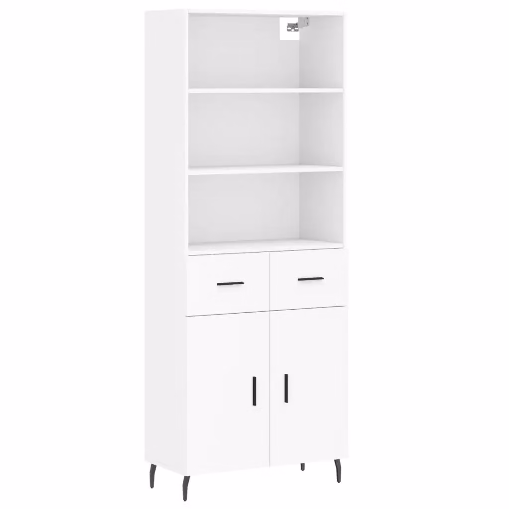 Credenza moderna bianca vidaXL in legno e metallo L: 69,5 cm, P: 34 cm, H: 180 cm – 2