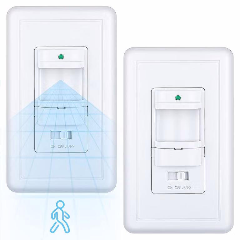2x rilevatore di movimento PIR da interno 180° interruttore da incasso, portata 9 m, 230V, 2 fili, classe energetica A, bianco
