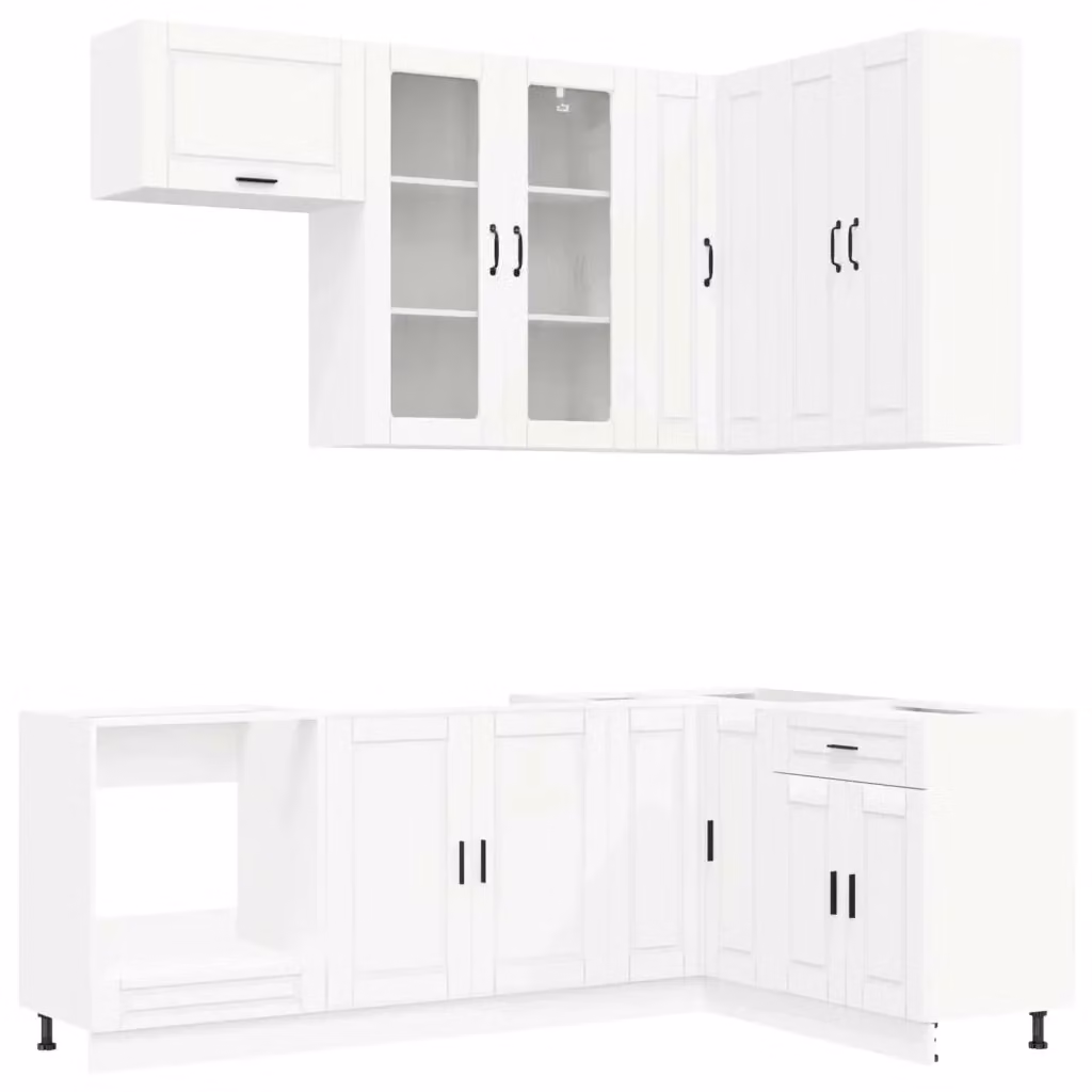 Set Unità Cucina Moderna vidaXL Bianco con Ante in Vetro in MDF 8 Pezzi – 2