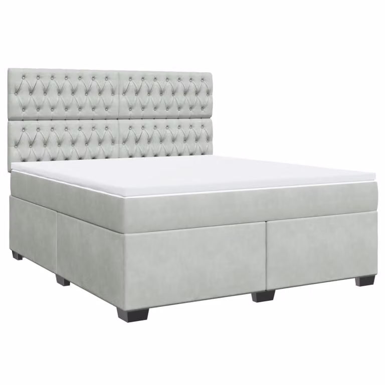 Giroletto a Molle con Materasso Grigio Chiaro 180x200cm Velluto