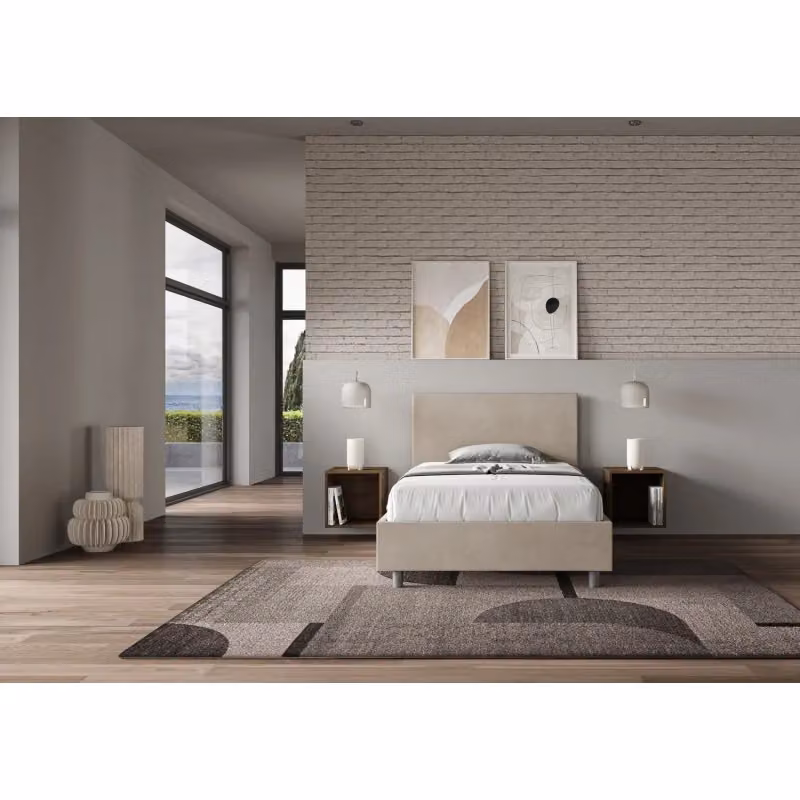 Letto imbottito con contenitore Adele Ityhome color sabbia in microfibra L/P/H: 110 x 210 x 125 cm – 2