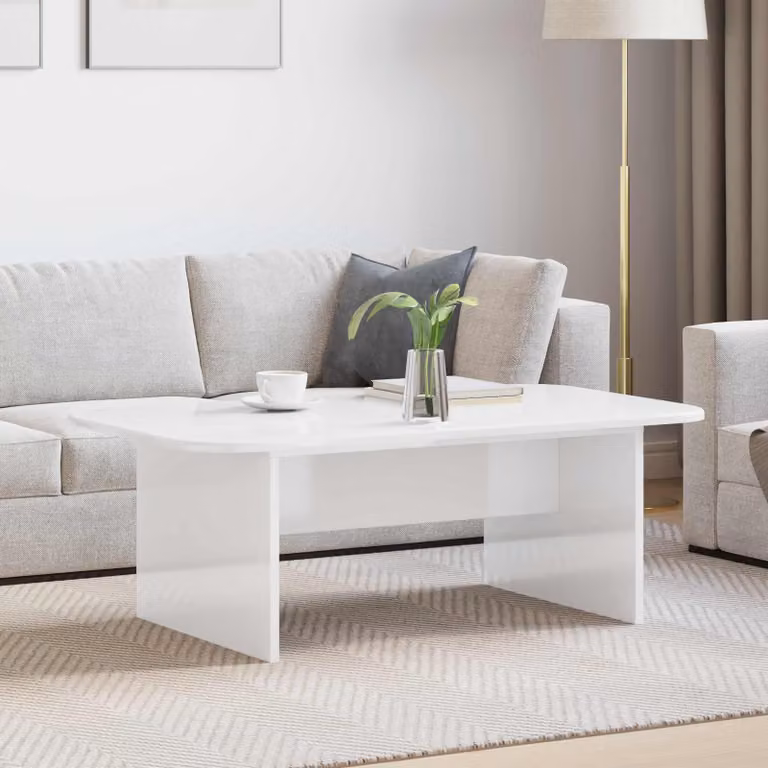 Maison Exclusive - Tavolino bianco lucido 93 x 53 x 33 cm Materiale ligneo