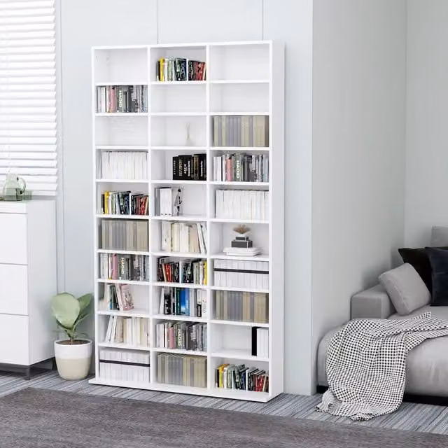 Armadietto TV moderno vidaXL in legno multistrato bianco L 102 cm, P 23 cm, H 177,5 cm – 1