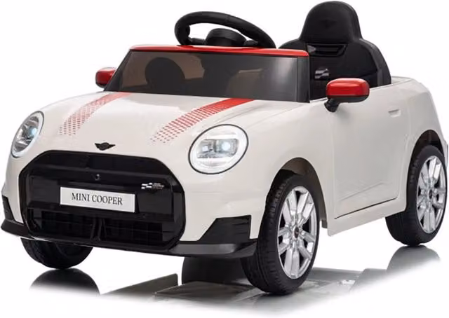 Macchina Elettrica per Bambini Licenza Ufficiale Mini Cooper S Cabrio 12V Sedili in Pelle e Telecomando Bianco