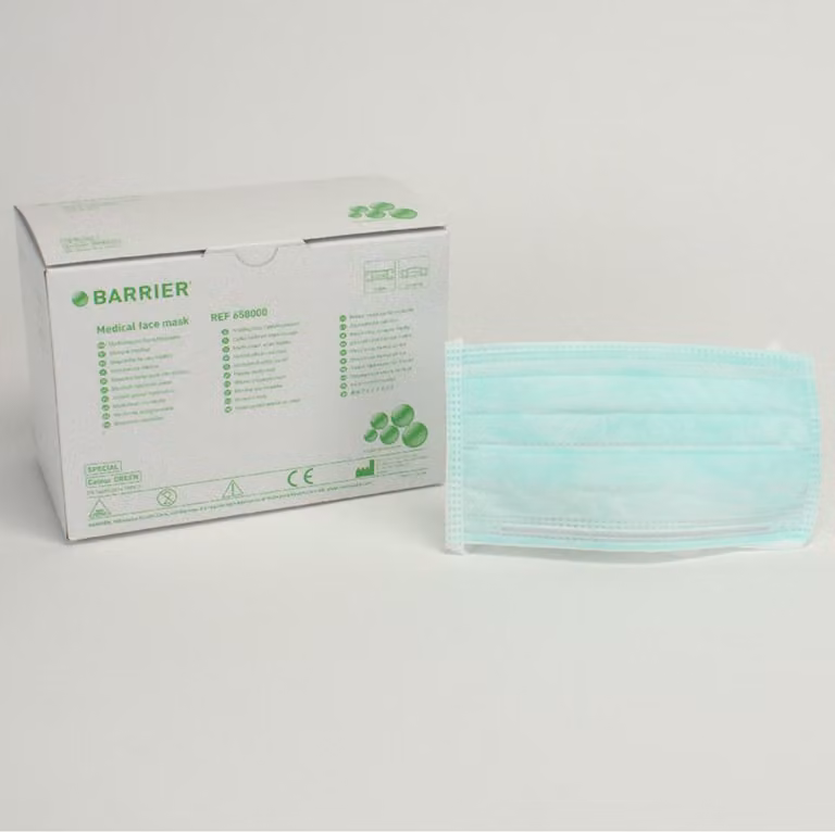 Mascherina chirurgica Barrier verde con elastici 60 pz.