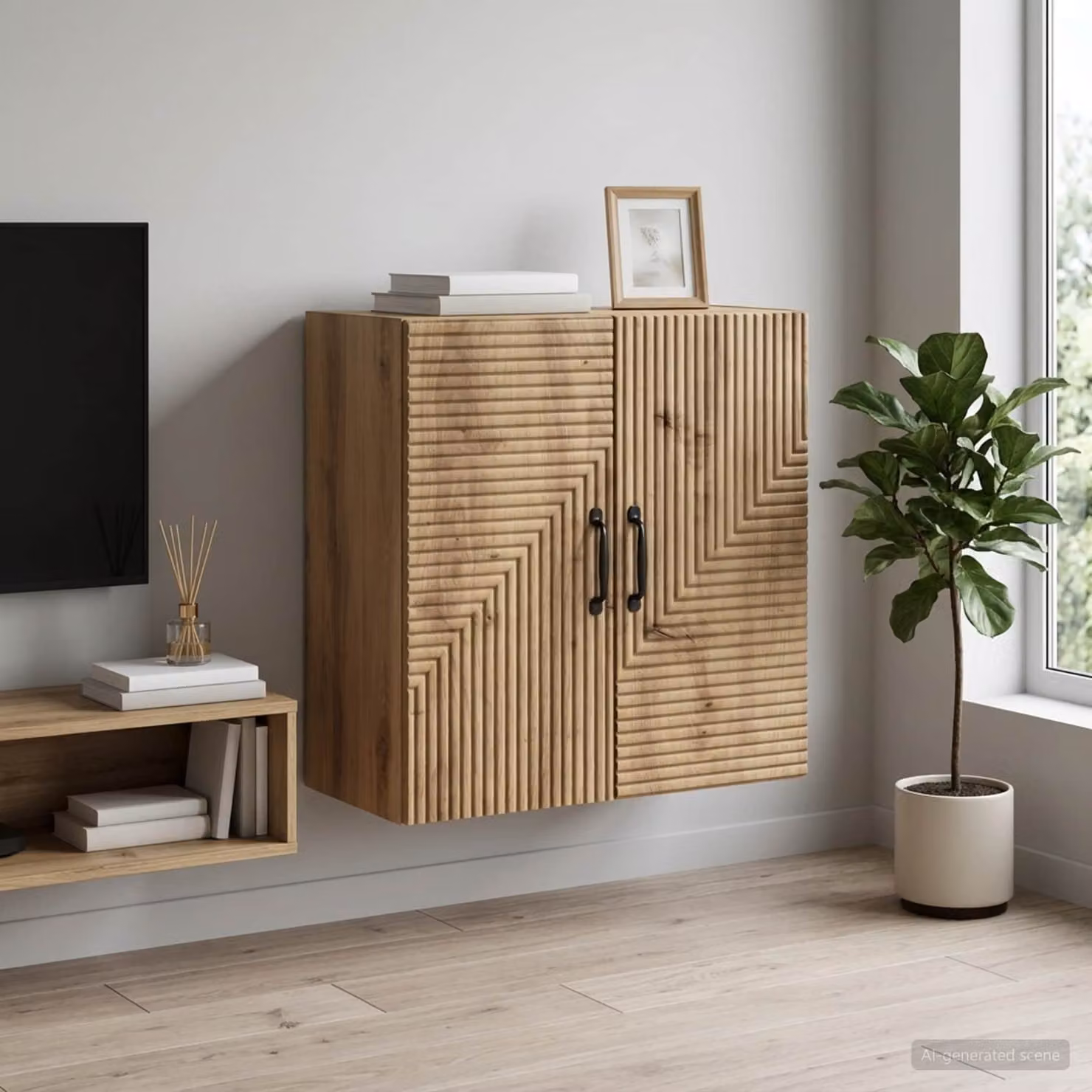 vidaXL Mobiletto a muro moderno in legno marrone con ante a battente e ripiani interni L/P/H: 59 x 31 x 60 cm