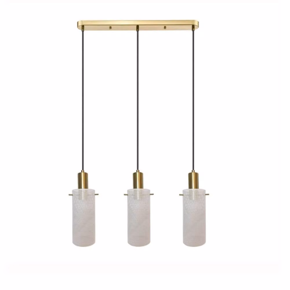 Lampada a sospensione Tirana bianco-oro 3xE27x40W in metallo, dimensioni: 150x54x10 cm, IP20, Light Prestige